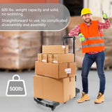 Folding Hand Truck 500lbs, Portable Heavy Duty Dolly Cart, 6 Wheels Collapsible Luggage Cart with 2 Elastic Ropes