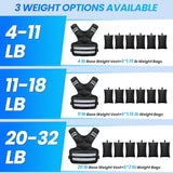Adjustable Weighted Vest for Women and Men, 11-18lb Rucking Vest with 6 Ironsand Weights, Reflective Stripe and Storage Pocket for Running, Workouts