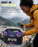 AFIFR Outdoor Bluetooth Speaker, 160W Loud Bass! Rugged, IP67 Waterproof, 24H Playtime with Lights, Wireless TWS Pairing Portable Speakers for Party, Outsides, Travel, Beach, Garage(Tide Blue)