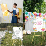2 Pack Gold Easel Stand for Wedding Sign, Heavy Duty Metal Display Easel with Adjustable Chain