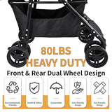 Foldable Shopping Cart with Wheels - Heavy Duty Grocery Cart, 80lbs Collapsible Utility Cart for Groceries