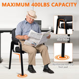 Big Tall 400 lbs Waiting Room Chair with Padded Arms, Leather Office Guest Chairs No Wheels