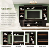 MLZTINGR Entertainment Center with Bookshelves Wall Unit Entertainment Center, Farmhouse 4-Piece