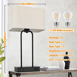 Set of 2 Wireless Charging Touch Control 3-Way Dimmable Table Lamps, Beside Nightstand Lamps for Bedroom with USB Port & AC Outlet