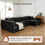 Claiks 128" U-Shaped Modular Sectional Sofa No Assembly Required