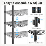 VIPEK S3X Expandable Clothes Rack Adjustable from 5'11" to 8'7" with 6-Tier Shoe Shelves, Freestanding Clothing Rack, Max Load 1250LBS, Black