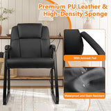 Office Guest Chair Leather Reception Chair with Bonded Padded Arm Rest and Sled Base Desk Chair