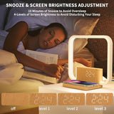 Sunrise Alarm Clock with Wireless Charging Desk Touch Lamp 3 Level Dimmable Wake-up Light Bedside Lamps for Bedroom Living Room