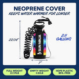 SUN NINJA Portable Shower, 2.1Gal Camping Shower with 7 Mode Shower Head, Neoprene Cover Helps Keep Water Warm, High Pressure Hose, Easy to Carry, Multi-Color