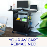 AV Cart | Computer Cart with Pegboard Siding & 12 Hooks for Customizable Storage