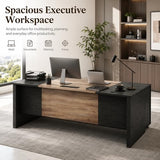 SAINTCY Executive Office Desk with Mobile File Cabinet, L Shaped Desk