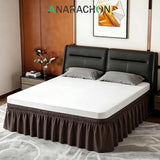 ANARACHON Queen Bed Skirt, Elastic Wrap Around Bed Skirt Queen Size, Bed Skirts for Adjustable Bed, Easy Fit with 14" Drop Length Tailored Drop Dust Ruffle (Brwon)