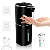 Automatic Liquid Soap Dispenser, 9 Adjustable Levels, 380ml/12.8oz, Auto Touchless Hand Soap or Dish Soap Dispenser,USB Rechargeable Dispenser, Black