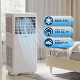 GarveeHome 8,000 BTU Portable Air Conditioner, 3-in-1 AC Unit with Dehumidifier & Fan, Cools up to 350 Sq.Ft., Smart Portable AC Unit with Control Remote, Quiet Sleep Mode, Window Kit Included