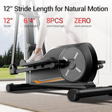 CURSOR Elliptical Exercise Machine, Elliptical Machine for Home with Hyper-Quiet Magnetic Driving System,8 Levels Resistance, Compact Elliptical with 12IN Stride & LCD Monitor, 330LBS Weight Capacity