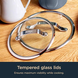 Ceramic Pro 10-Piece Cookware Set, Non-Stick Pots & Pans Set with Glass Lids, Ceramic Coated, Stainless Steel Handles | Blue Ninja