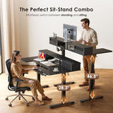 OffiGo U Shaped Electric Standing Desk with Drawers, 55 Inch Height Adjustable Desk