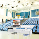 Kingdom Acrylic Lectern or Podium by AVTronics with 6 Column Base and a Wide Middle Shelf with Plenty of Space for Your Presentation Needs