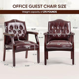 Leather Office Guest Chairs Set of 2, Ergonomic Waiting Room Chair with Arms Reception Chairs