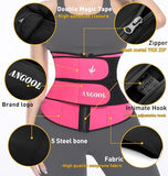 ANGOOL Neopren Waist Trainer For Women,Workout Plus Size Trimmer Belt Sauna Sweat Corset Cincher With Zipper M Pink