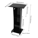 Acrylic Podium Stand with Wheels, 48"H Portable Lecterns & Podiums with Storage Shelf, Presentation Podium, Lectern