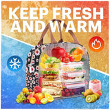 Lunch Bag for Women & Men Adult Insulated Lunch Box, Small Leakproof Cooler Food Lunch Containers Reusable High Capacity Lunch Tote Bags for Work, Travel, Outdoor (Red Flower)
