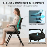 24-Pack Folding Office Chair with Wheels, 300lbs Mesh Back Nesting Chairs