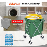 Grocery Cart with Removable Canvas with Cover, Lightweight Utility Cart for Groceries and Laundry
