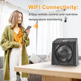 HEATIT Space Heater with Remote for Indoor, Digital Display with Thermostat，Containing Plasma & Ozone, 1-12H Timer,1500W/750W, Electric Space Heater for Office, Bedroom,Black,10.6"Dx7.0"W x 11.8"H