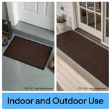 GORILLA GRIP 100% Waterproof All-Season WeatherMAX Doormat, 60x24, US Designed Natural Rubber, Stain and Fade Resistant, Low Profile Indoor Outdoor Door Mats, Easy Clean Patio Mat, Coffee Squares