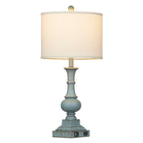 Farmhouse Table Lamps Set of 2, 26" Vintage Rustic Touch Control 3-Way Dimmable Bedside Lamp with USB A+C Ports & AC Outlet, Blue Nightstand Lamp for Living Room Bedroom End Table(LED Bulbs Included)