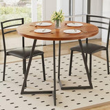 Round Dining Table Set for 4, Wood Tabletop & Heavy-Duty Steel Frame, 5-Piece Dinette with Chairs for Kitchen