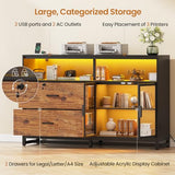 59" File Cabinet, 2 Drawers Filing Cabinets for Home Office fit Legal/Letter/A4 File