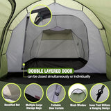 Chihee Camping Tents Tunnel Tent 4 Person Family Tents with 2 Doors Extra Large Weatherproof Shelter 4 Seasons Tents with Screened Porch Room Awning Include Rainfly Carry Bag Travelling Outdoor Hiking