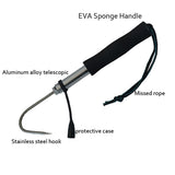 BE-TOOL Fishing Gaff Hook Telescopic Stainless Steel Fishing Hand Gaff with Soft EVA Handle Wrist Strap for Ice Freshwater Saltwater Fishing (Middle)