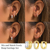 YOIHUR Small Gold Huggie Hoop Earrings Set for Women, 14K Gold Plated Chunky Hypoallergenic Stack Cartilage Earrings, 3 pcs Dainty Cute Multiple Piercing Trendy Jewelry Festival's Day Gifts for Women