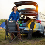 Overmont Oversized Folding Camping Chair - 450lbs Support with Padded Cushion Cooler Pockets - Heavy Duty Collapsible Chairs for Sports Garden Beach Fishing
