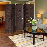VINGLI 6-Panels Tall Rattan Room Divider, 6 FT Folding Privacy Screen, Indoor Partition Wall Dividers