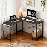 OLIXIS L Shaped Desk, 50-Inch Office Computer Gaming Desks Corner PC Table with Side Bag and Reversible Shelf