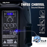 Dolphin Elite 2115R: High-Powered 15" Portable Bluetooth Party Speaker – Rechargeable with Multicolor LED Lights, XLR & AUX Inputs, Long-Lasting Battery, and Monster Bass