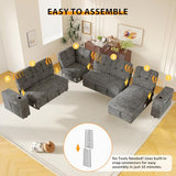Modular Sectional Sleeper Sofa with Pull Out Bed, 108 Inch U Shaped 7 Seat Couches for Living Room
