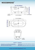 WOODBRIDGE 67 X 30.75 X 23.6" freestanding back-to-wall soaking bathtub with matte black drain included, White WE007