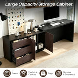 Modern L-Shaped Expandable Desk 56"-94.5" 90° Rotating Corner Desk Executive Level Computer Desk