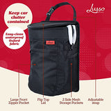 Lusso Gear Car Trash Can - 2.5-Gallon, Black, Round - Leak-Proof & Spill-Proof Lid & Waterproof Removable Liner