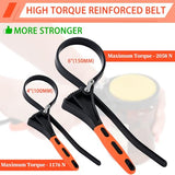 Supuse Rubber Strap Wrench Set, 2-Piece Heavy Duty Adjustable Rubber Belt Wrench for Oil Filter, Plumbing, Pipe, Jar Opener, Shower Head Removal (4" & 6")