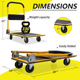 Foldable Push Cart Dolly - 330lb Capacity Moving Cart