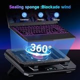 Upgraded Laptop Cooling Pad with Adjustable Stand, Turbo Boosted Cooler for Rapid Cooling 10-17inch Gaming Laptop, Flexible Sealing Ring