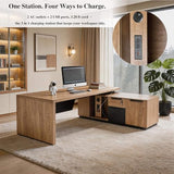 Retractable L-Shaped Executive Desk, Modern Office Desk