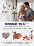 Richsteel Engravable Black Cross Urn Cremation Necklace for Ashes Husband Dad Mom Grandpa Stainless Steel Christian Jewelry Memorial Gift