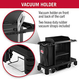 Suncast Commercial Standard Housekeeping Cart with Laundry Bag, Vacuum Holders